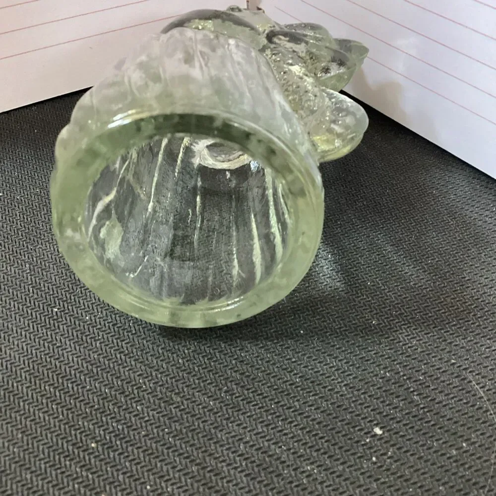 Vintage Glass Rooster Head Bottle Topper Clear Slight Green Cast 4”